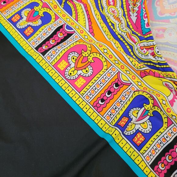 Trina Turk Size M Nepal Black Paisley Tunic Swim Cover up Mini Dress Luxury Pool - Picture 5 of 9